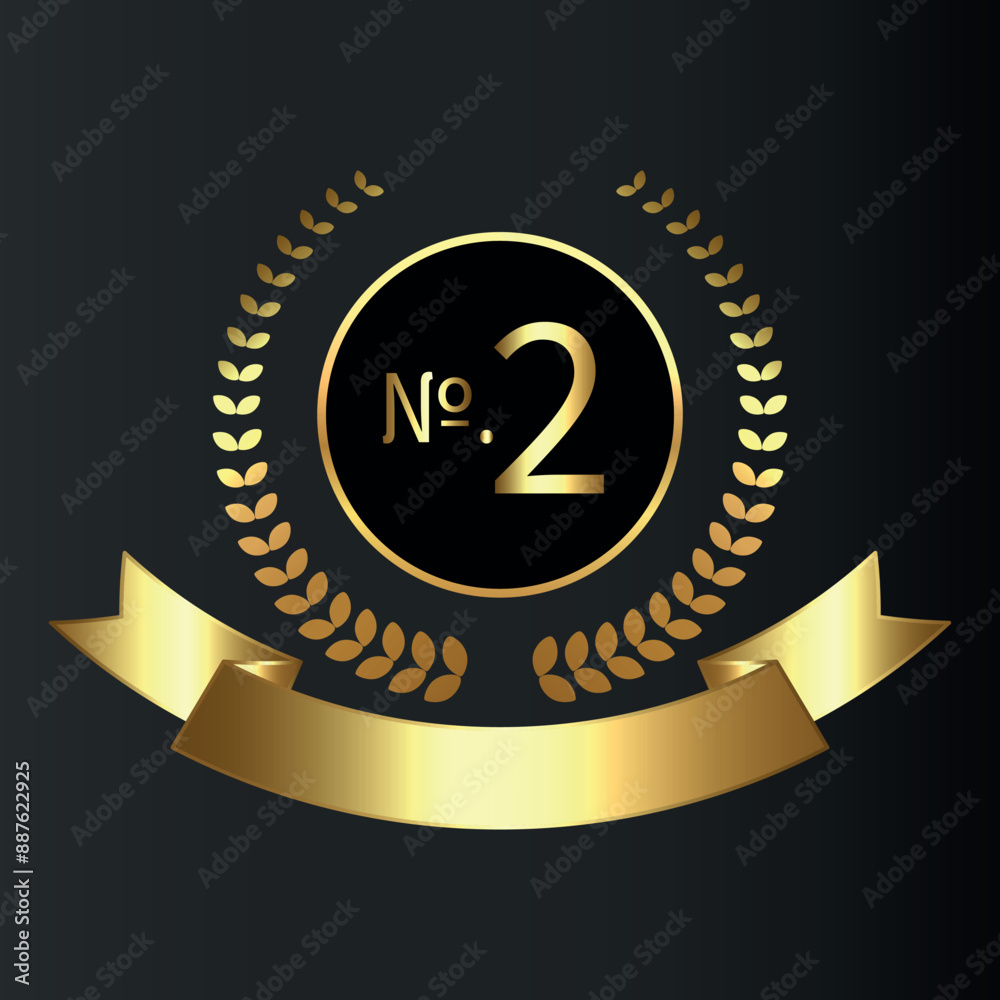 Naklejka premium Vector Gold award, laurel wreaths, Ranking, Medal, Crown and Ribbon. VIP. Luxury Golden labels. 