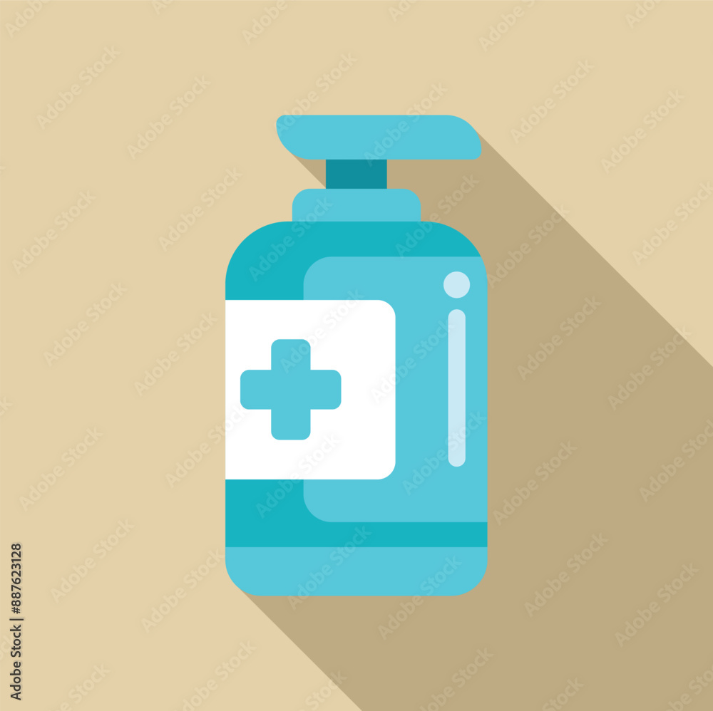 Blue antiseptic bottle promoting healthcare and hygiene with its bright color and prominent cross symbol Blue antiseptic bottle promoting healthcare and hygiene with its bright color and prominent cross symbol