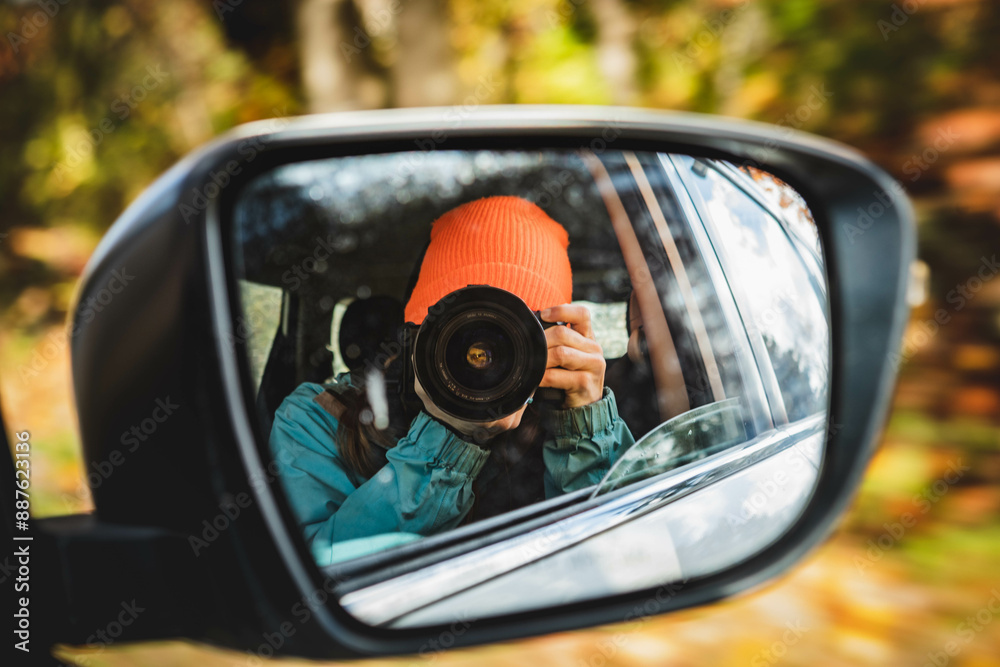 Photographer Selfie in Rear View Mirror Photographer Selfie in Rear View Mirror