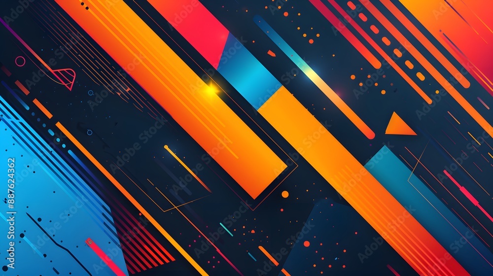 Discover the vibrant, abstract geometric ornament in this sport background, perfect for a national sports day celebration, Sharpen banner with space for text