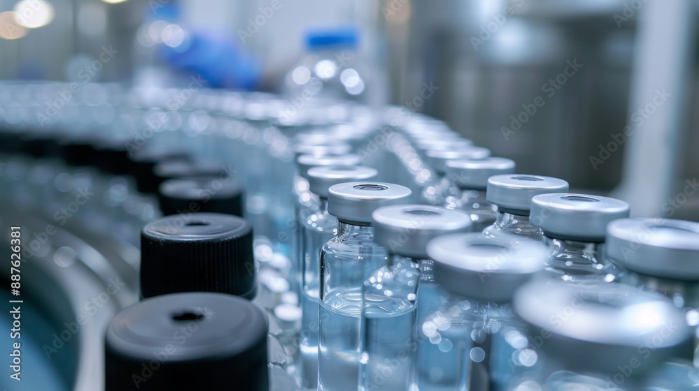 Pharmaceutical factory producing medical vials for health care during pandemic. Concept Manufacturing, Pharmaceuticals, Medical Supplies, Healthcare, Pandemic Pharmaceutical factory producing medical vials for health care during pandemic. Concept Manufacturing, Pharmaceuticals, Medical Supplies, Healthcare, Pandemic