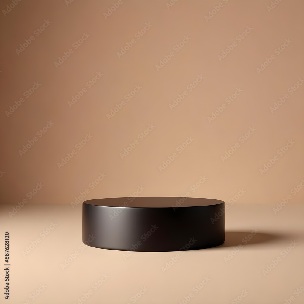 A black circular platform for showcasing natural and organic skincare, cosmetics, spa or makeup products.