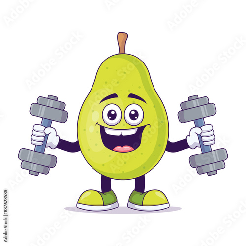 Cute boxing pear cartoon vector illustration design