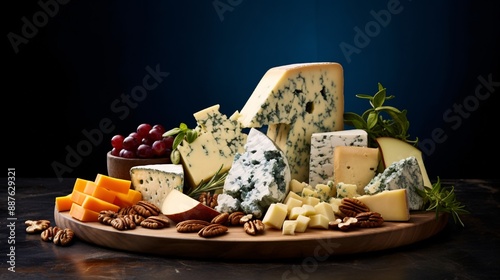 a plate of cheese and grapes © Sofia