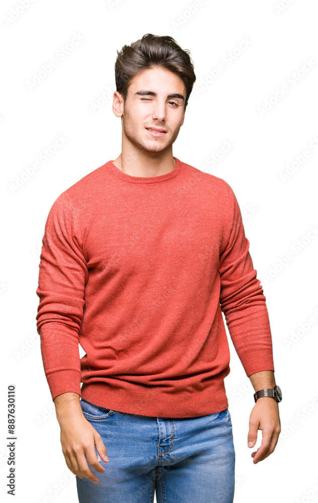 Young handsome man over isolated background winking looking at the camera with sexy expression, cheerful and happy face. Young handsome man over isolated background winking looking at the camera with sexy expression, cheerful and happy face.