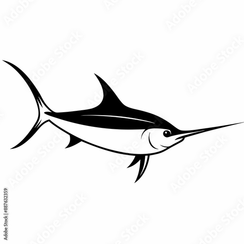 Sword fish icon vector silhouette illustration