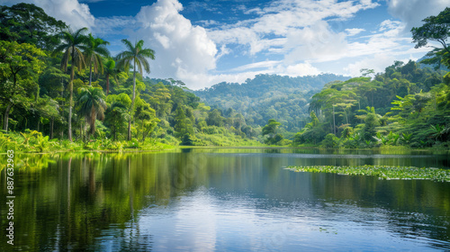 Explore a vibrant travel destination with lush greenery and towering trees. Discover a green paradise awaits on an island paradise. Embrace the beauty of nature on your next adventure.