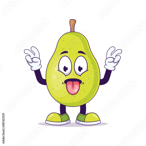 Cute pear cartoon showing teasing expression