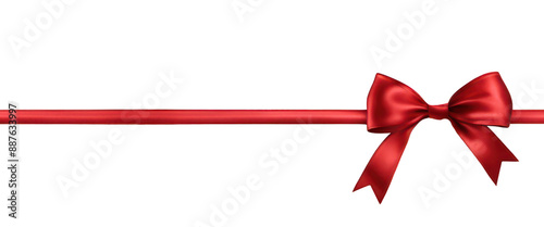 Elegant red ribbon with a bow, perfect for decorations, gifts, holidays, and celebrations, isolate on transparent background  photo