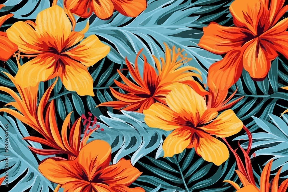 Seamless pattern with tropical flowers Seamless pattern with tropical flowers