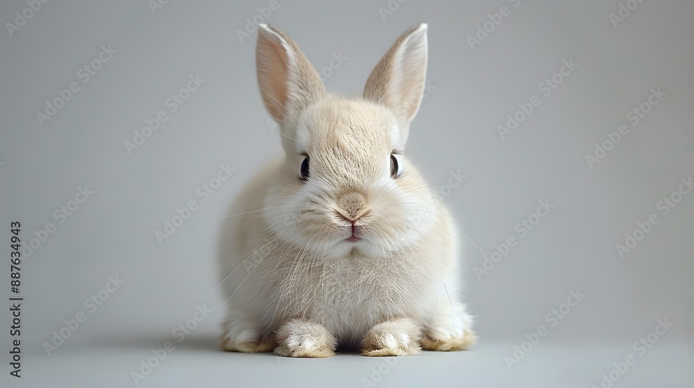 3. A minimalist image with a white background featuring a single white rabbit with floppy ears, positioned in the center 3. A minimalist image with a white background featuring a single white rabbit with floppy ears, positioned in the center