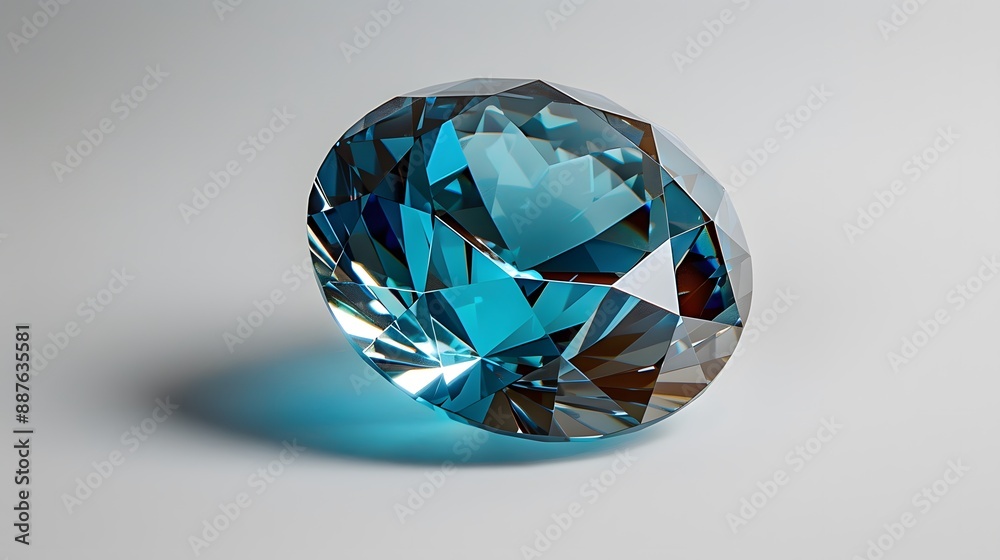 5. A minimalist image with a white background featuring a single turquoise gem, positioned in the center