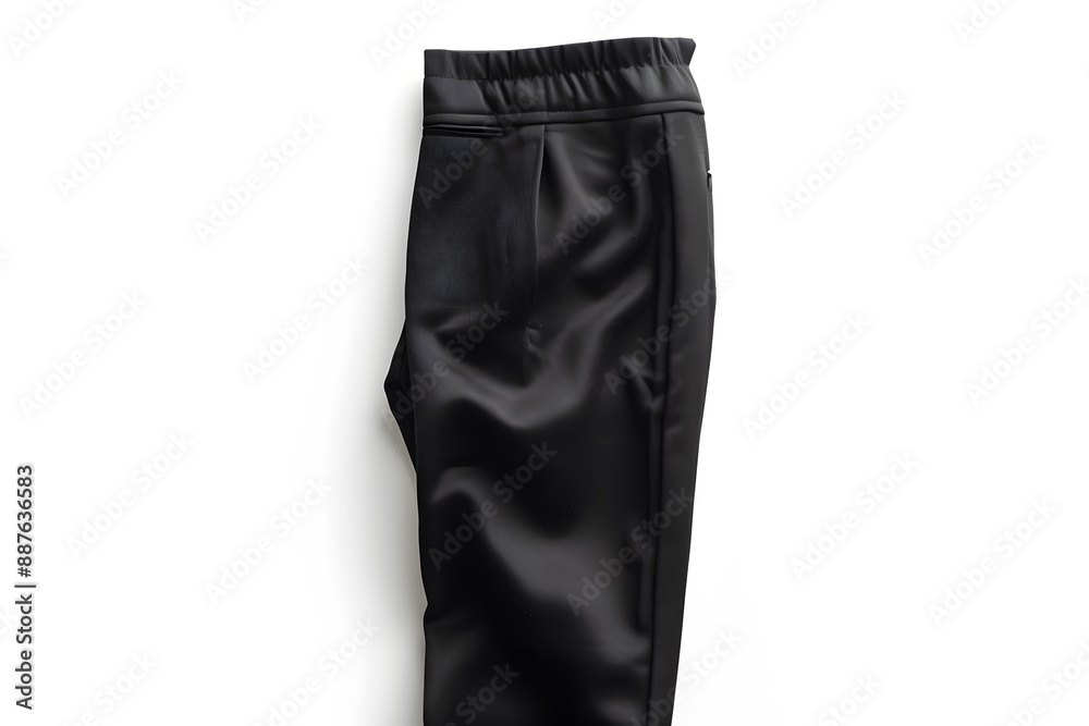 High-resolution photograph of a single black pants isolated on white background High-resolution photograph of a single black pants isolated on white background