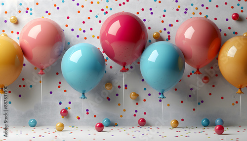 colorful balloons with birthday celebration theme, generative ai,  photo