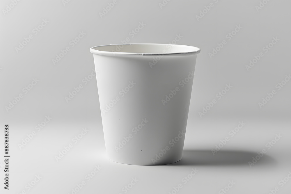 Detailed photograph of single white paper cup on white background, isolated and clean Detailed photograph of single white paper cup on white background, isolated and clean