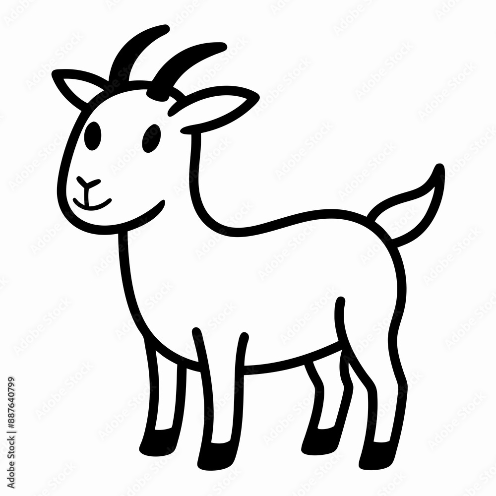 Fototapeta premium Cute goat vector silhouette illustration