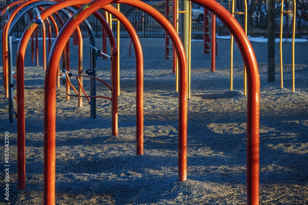 Red and Yellow Arches of a Playground Red and Yellow Arches of a Playground