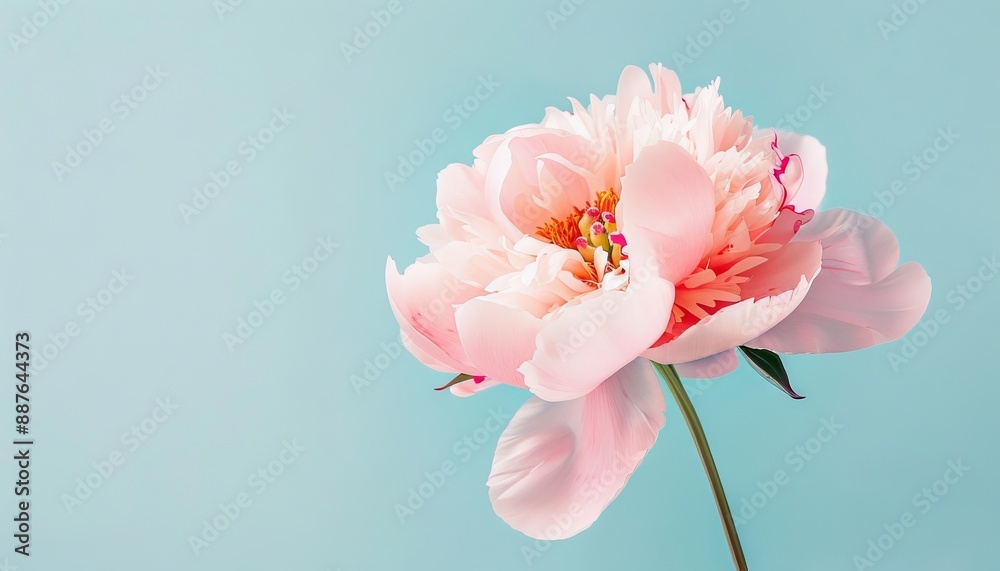 Obraz premium Elegant Soft Pink Peony Blossom Close-Up for Wedding Decor on Subtle Background