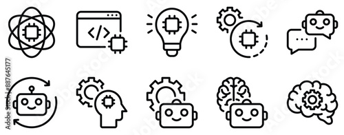 Machine Learning Icon Set Advanced Line Style Collection for AI Enthusiasts