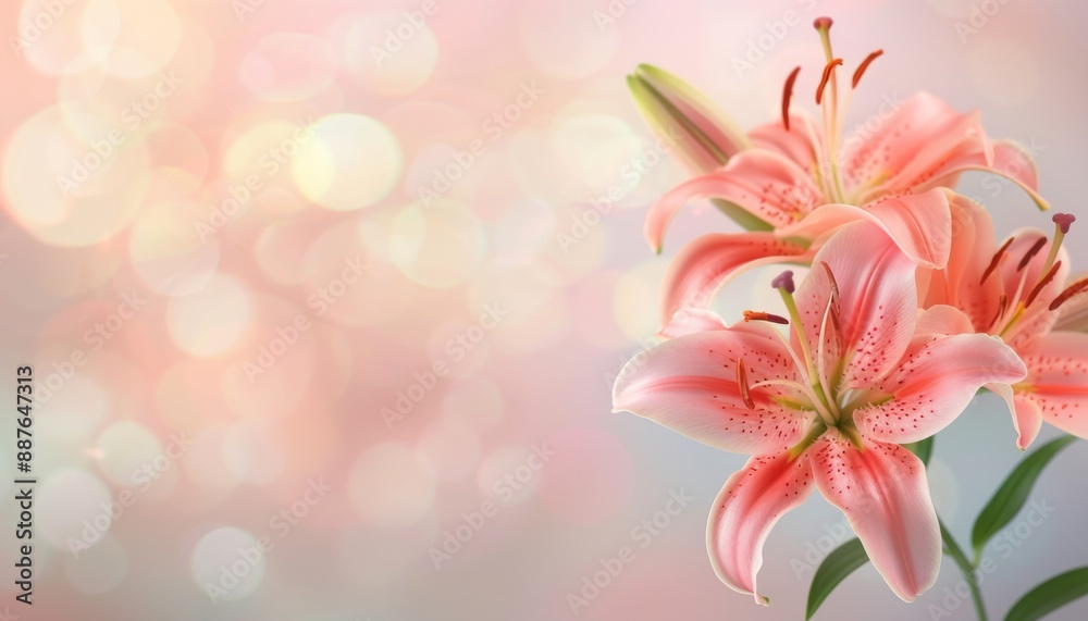 Obraz premium Celebration of Beauty: Realistic Lily Arrangement in Elegance