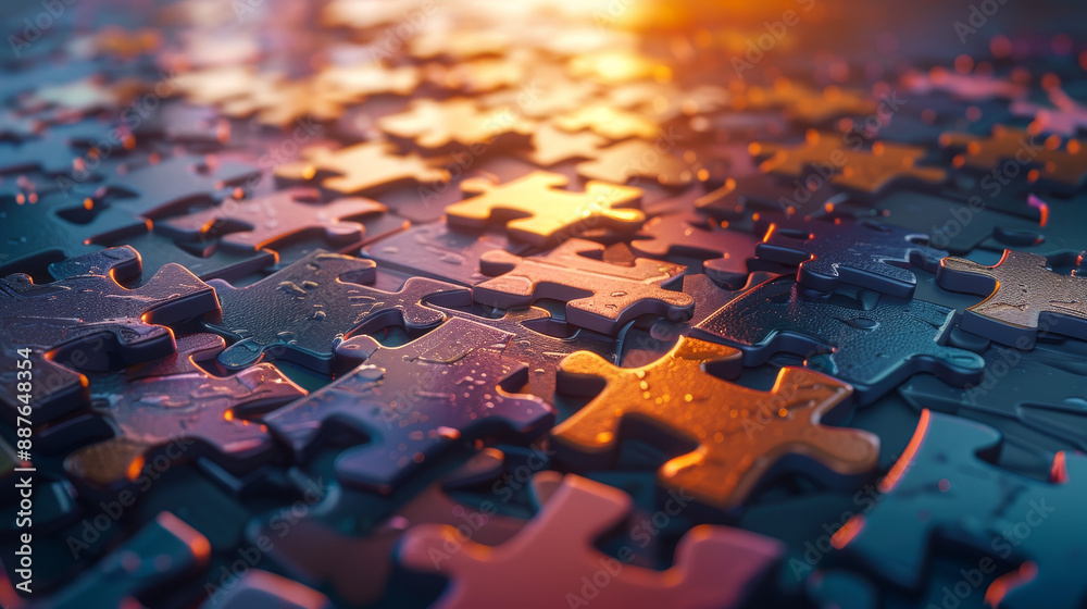 3D-rendered jigsaw pieces to symbolize various business concepts (success, teamwork, strategy 3D-rendered jigsaw pieces to symbolize various business concepts (success, teamwork, strategy