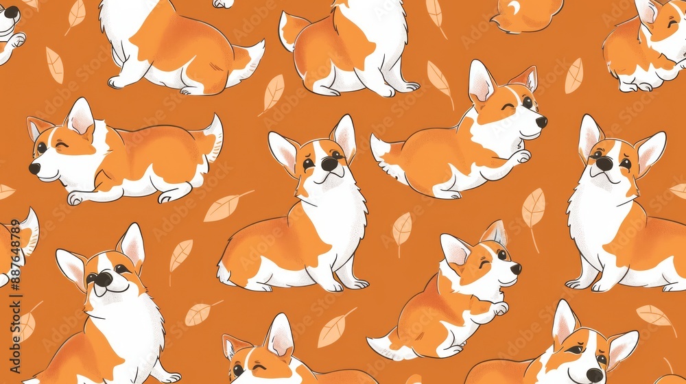 Fototapeta premium Doodle Pembroke Welsh Corgi cute 1 Generative AI