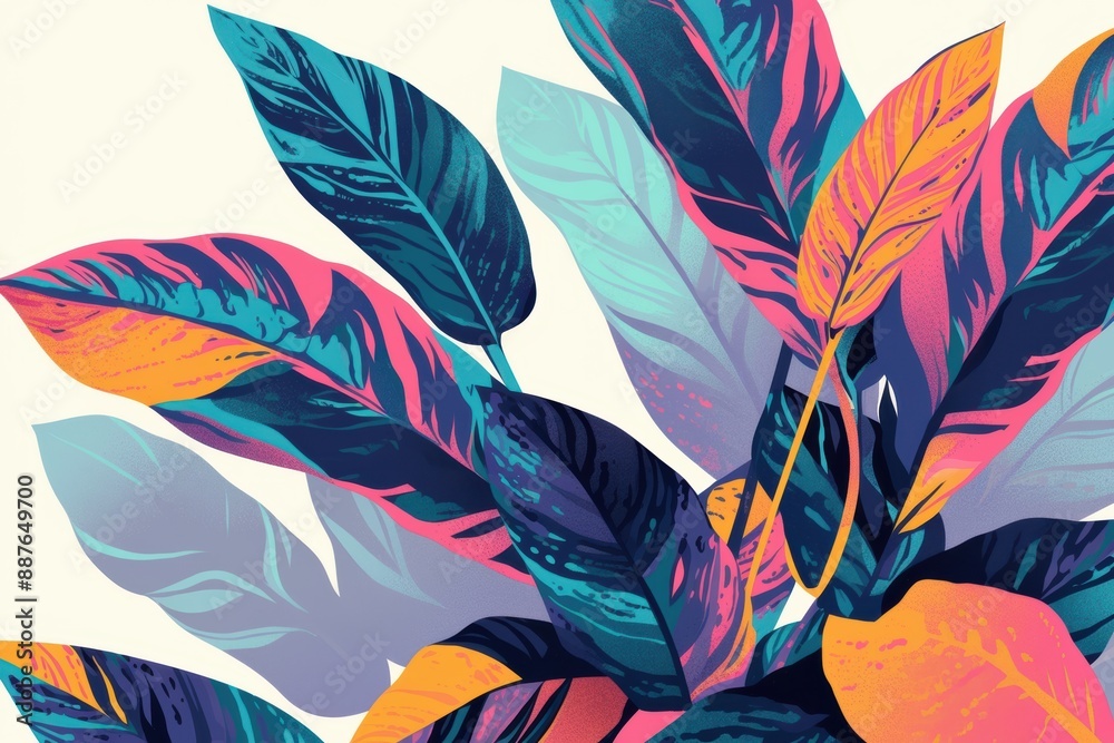 A close-up of a vibrant calathea plant with striking, patterned leaves in shades of green and purple A close-up of a vibrant calathea plant with striking, patterned leaves in shades of green and purple