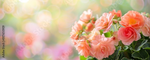 Radiant Begonia Blooms in a Serene Garden Bed