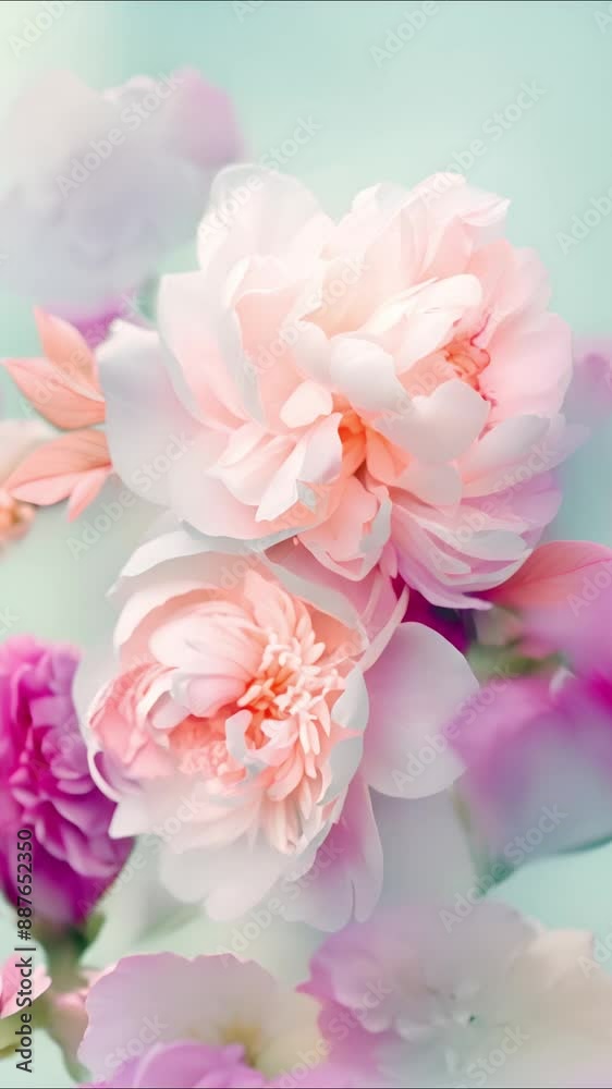 Elegant peonies with soft petals on pastel background. Elegant peonies with soft petals on pastel background.