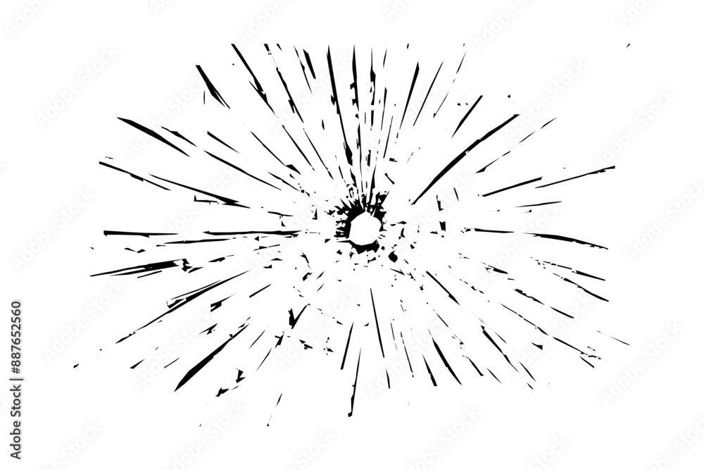 Fototapeta premium Cracked texture on glass. Broken glass surface on white background. 