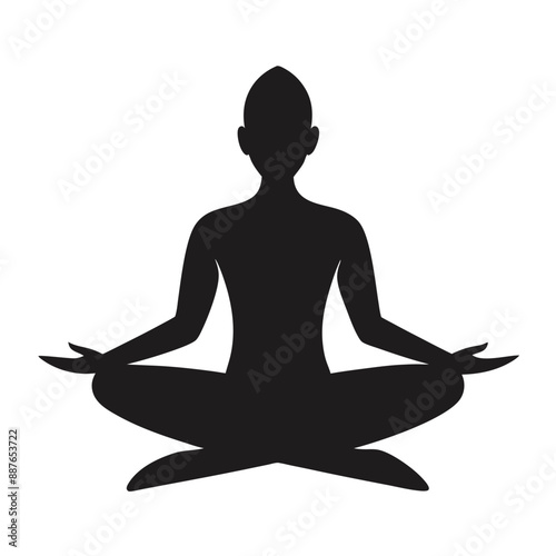 Meditation relaxation silhouette. isolated white background 