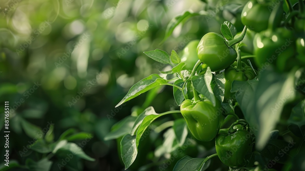 Green Peppers Growing on a Vine Green Peppers Growing on a Vine
