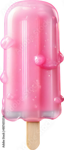 3D rendered pink popsicle on transparent background