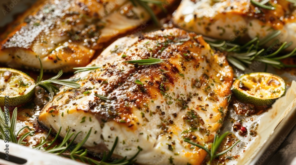 closeup of grilled with with herbs and spices closeup of grilled with with herbs and spices