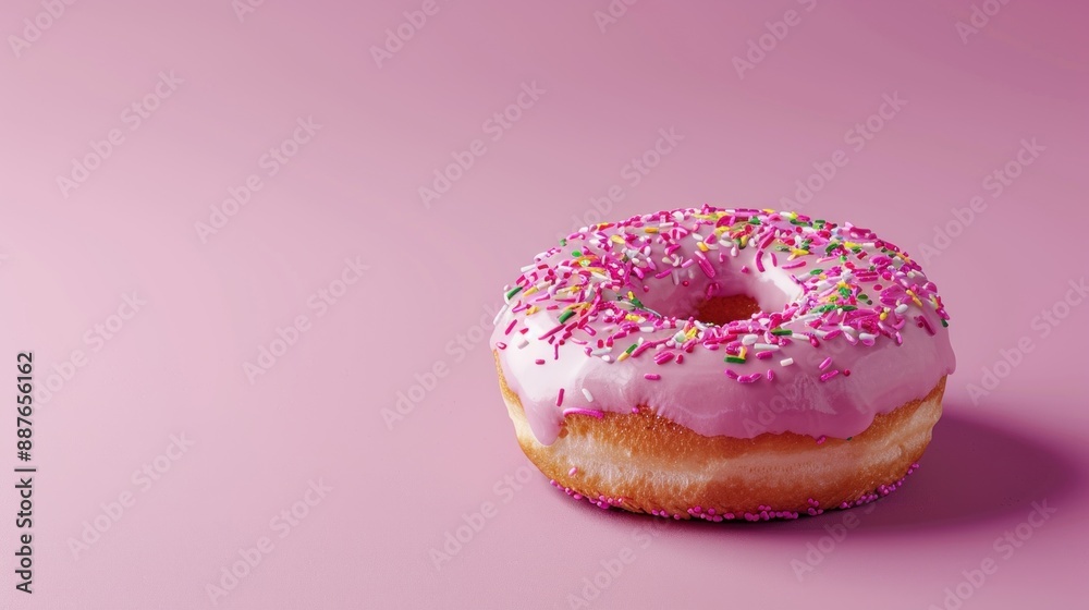 Pink Glazed Donut with Sprinkles Pink Glazed Donut with Sprinkles