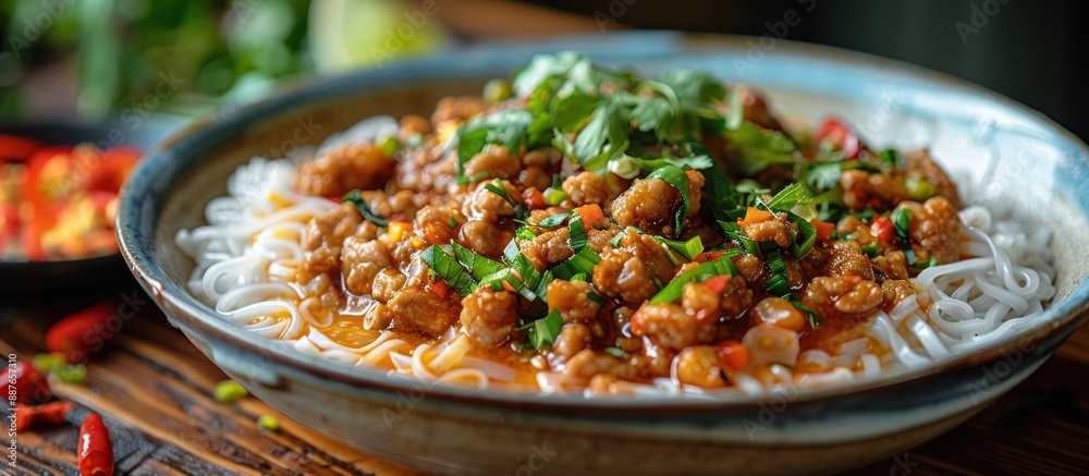 Spicy Pork and Rice Noodle Dish Spicy Pork and Rice Noodle Dish