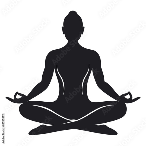Meditation relaxation silhouette. isolated white background 