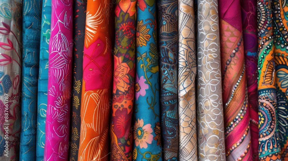 Vibrant samples of fabric Vibrant samples of fabric