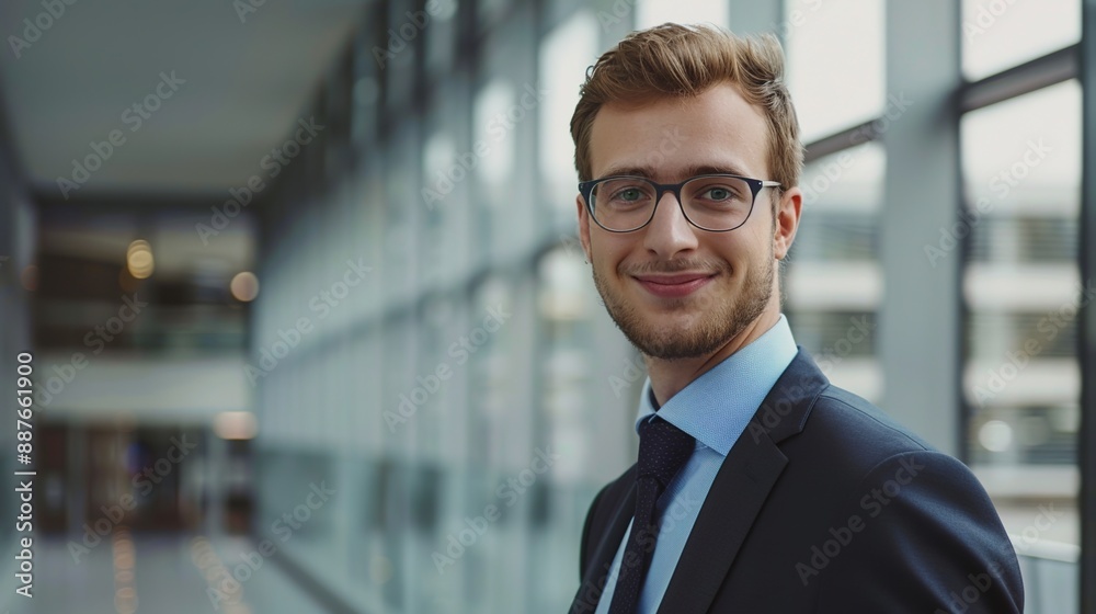a young smiling successful businessman with bright colors and a business environment on the background of the office
a young smiling successful businessman with bright colors and a business environment on the background of the office