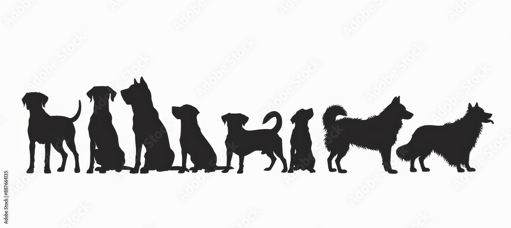 © Bundi - A half-and-full-length set of silhouetted dogs of all sizes