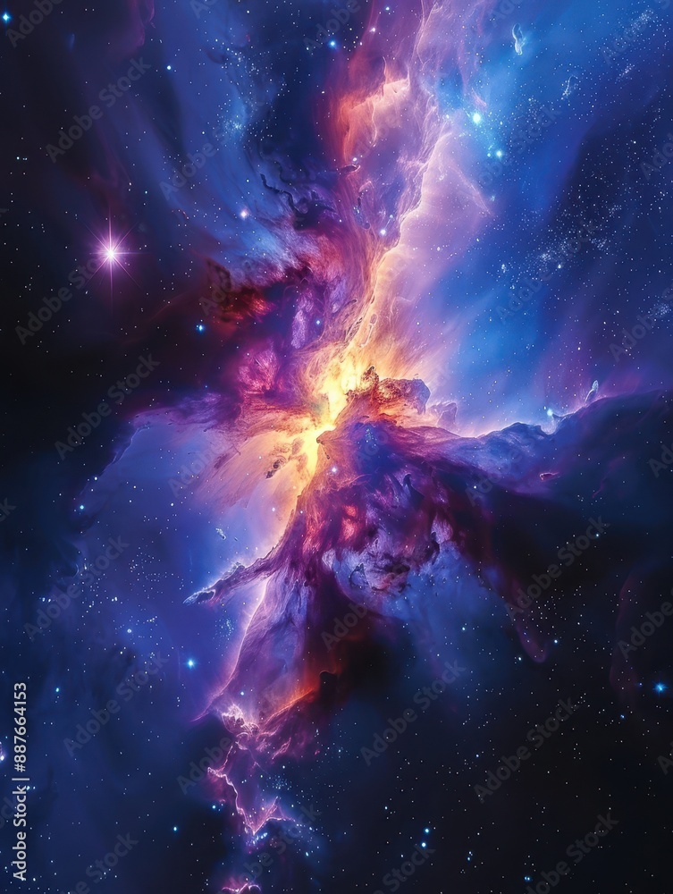 Fototapeta premium Cosmic Nebula With Glowing Colors