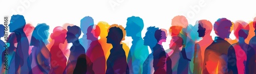 Wallpaper Mural The image shows many people talking. Colored silhouette profiles depicting people talking. People speaking. The image shows social networks. Communication. Multiethnic people having a conversation. Torontodigital.ca