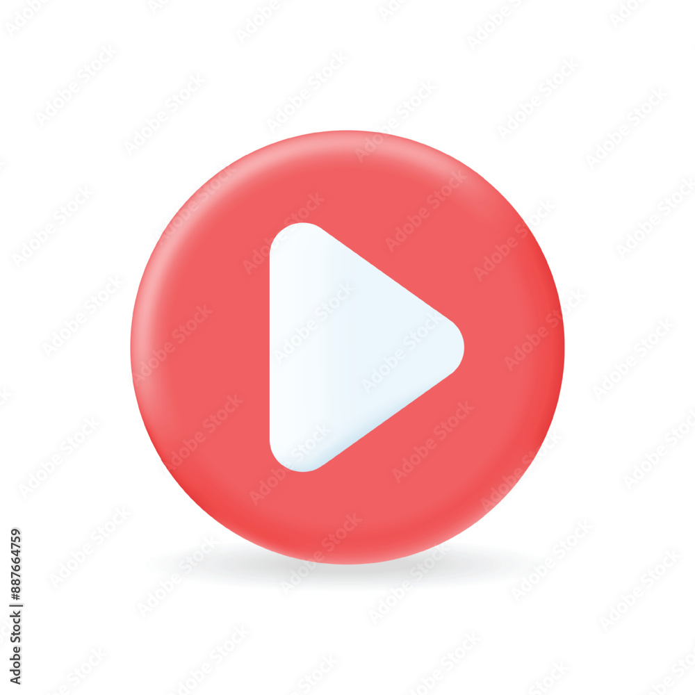 3d play button realistic icon vector concept 3d play button realistic icon vector concept