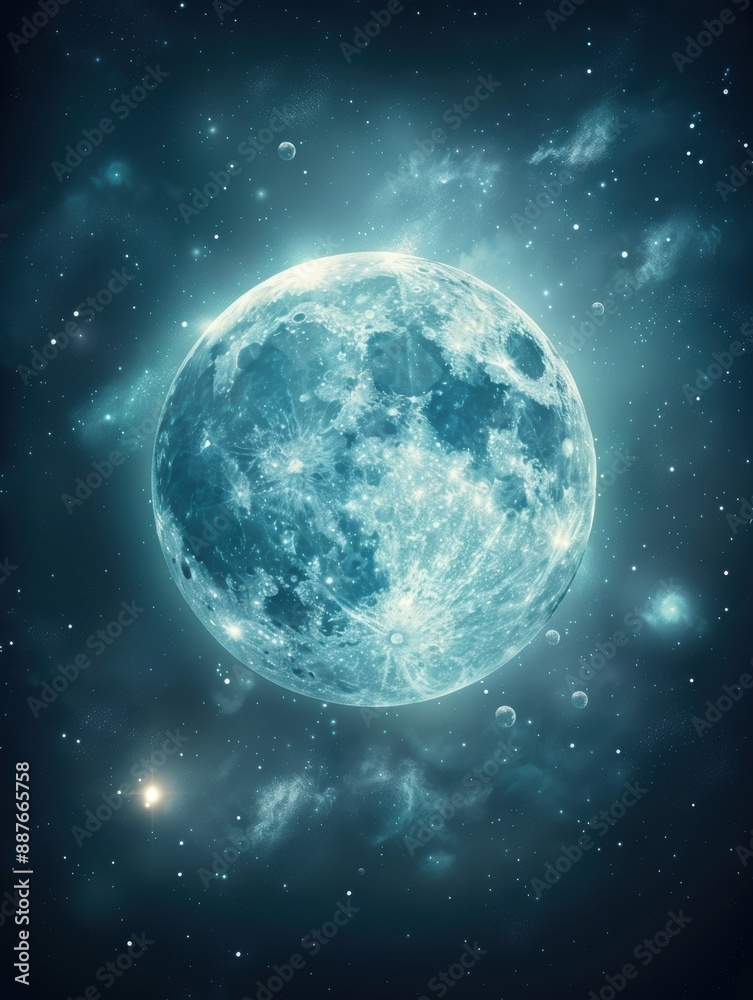 Obraz premium Blue Moon in a Starry Sky