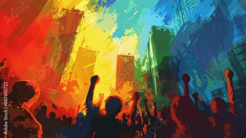 Vibrant Climate Change Activism: Digital Painting of Passionate Protesters Fueling a Social Movement