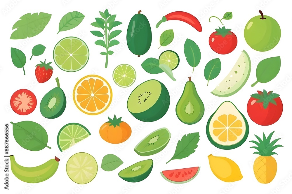 Colorful Fruit and Vegetable Illustration Collection Colorful Fruit and Vegetable Illustration Collection