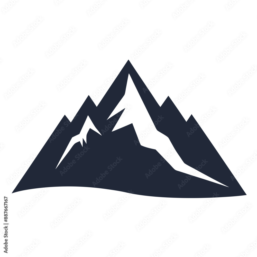 Fototapeta premium Mountain silhouette vector icon, isolate white background 