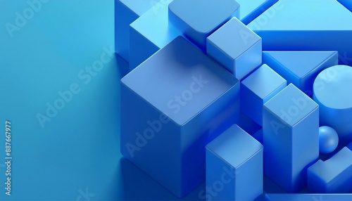 Abstract Background with 3d blue geometric, 3d render
