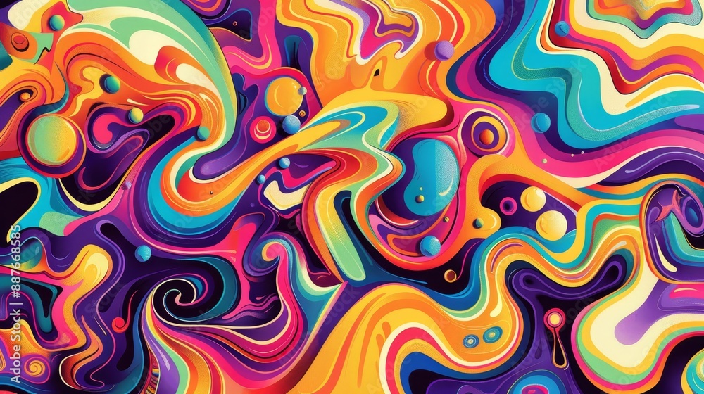 Psychedelic abstract design with vibrant colors and swirling patterns background Psychedelic abstract design with vibrant colors and swirling patterns background