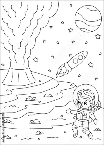 volcano space coloring book page